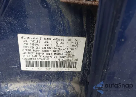 2011 Honda Fit from USA, damaged, VIN JHMGE8H32BC023051